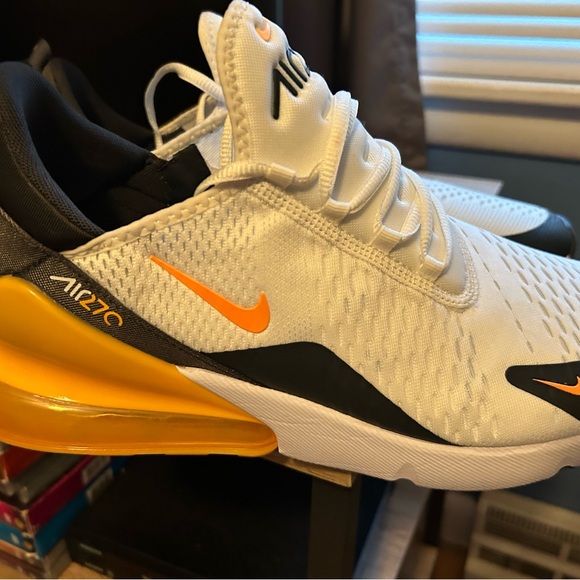 Nike Air Max 270 White and Orange Athletic Shoes - Picture 2 of 7